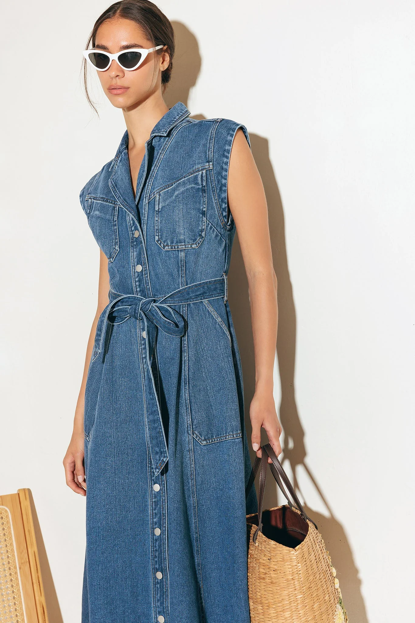Ellery Washed Denim Midi Shirt Dress - Image 3