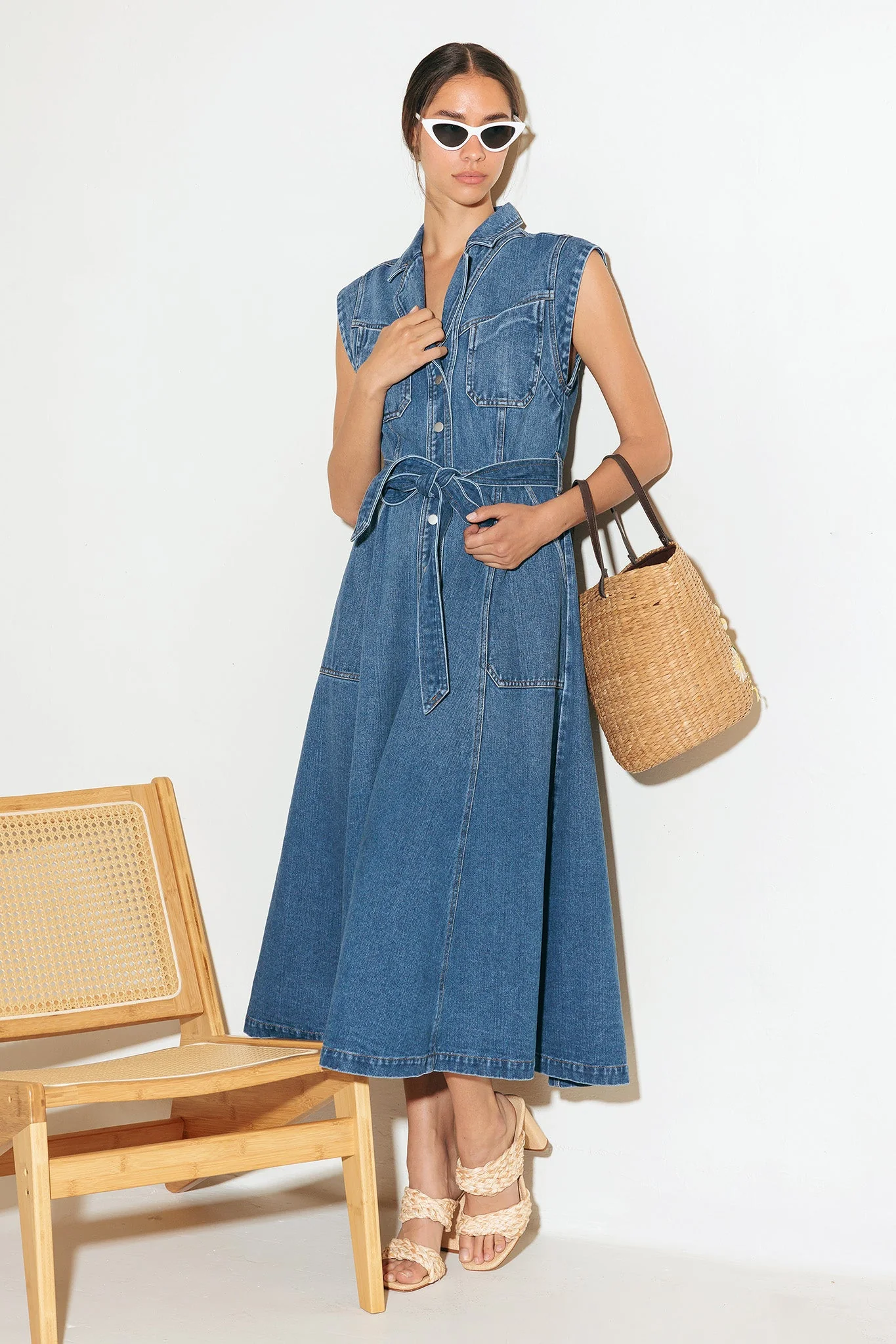 Ellery Washed Denim Midi Shirt Dress - Image 4