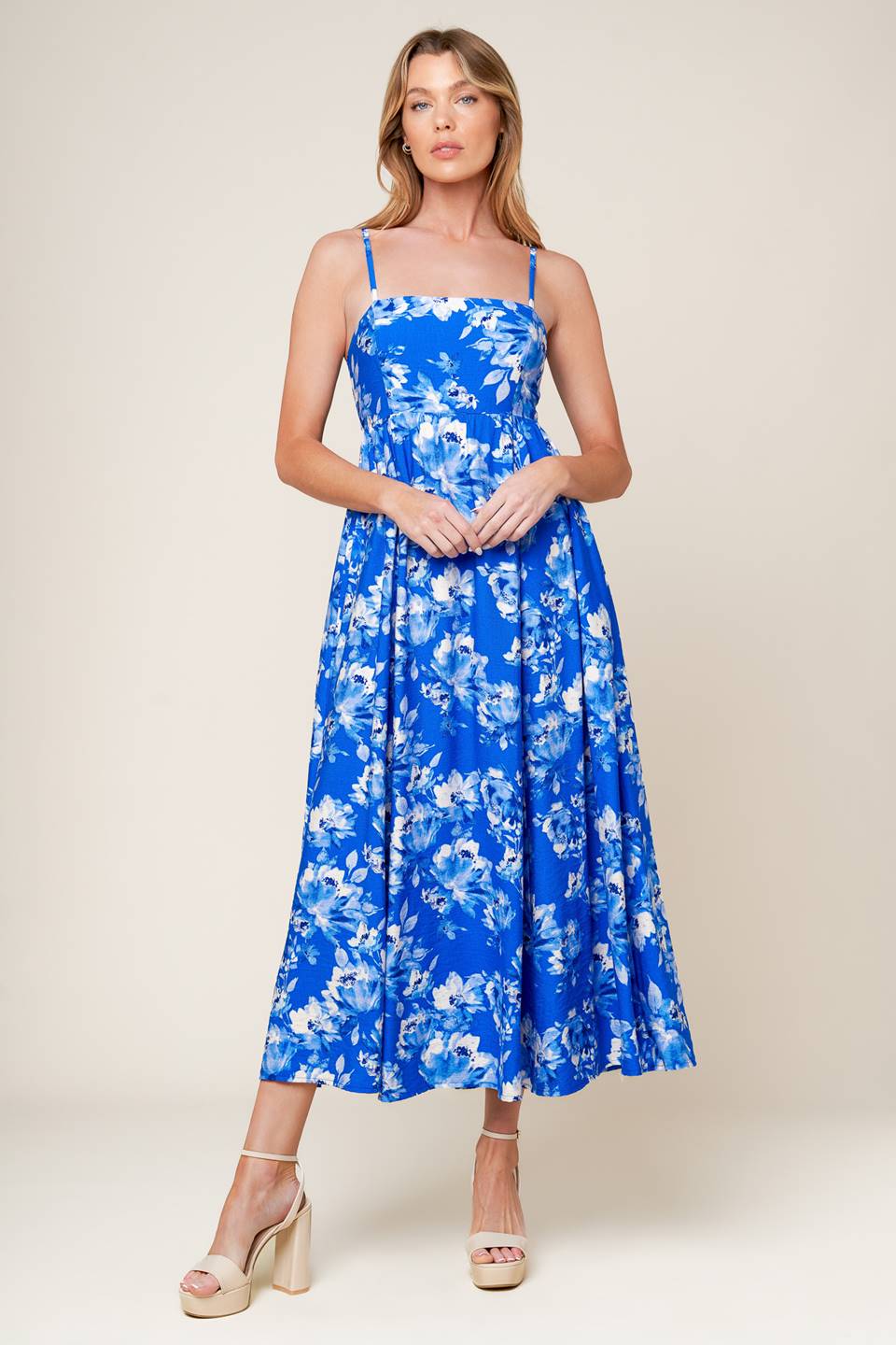 ENGLISH GARDEN MIDI DRESS - BLUE - Image 3