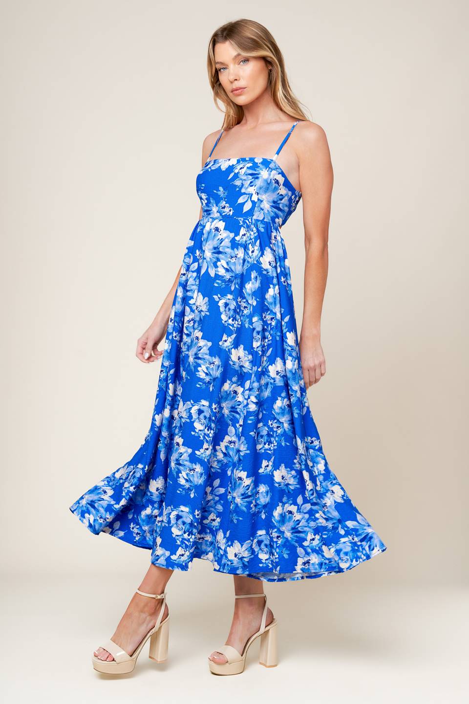 ENGLISH GARDEN MIDI DRESS - BLUE - Image 4