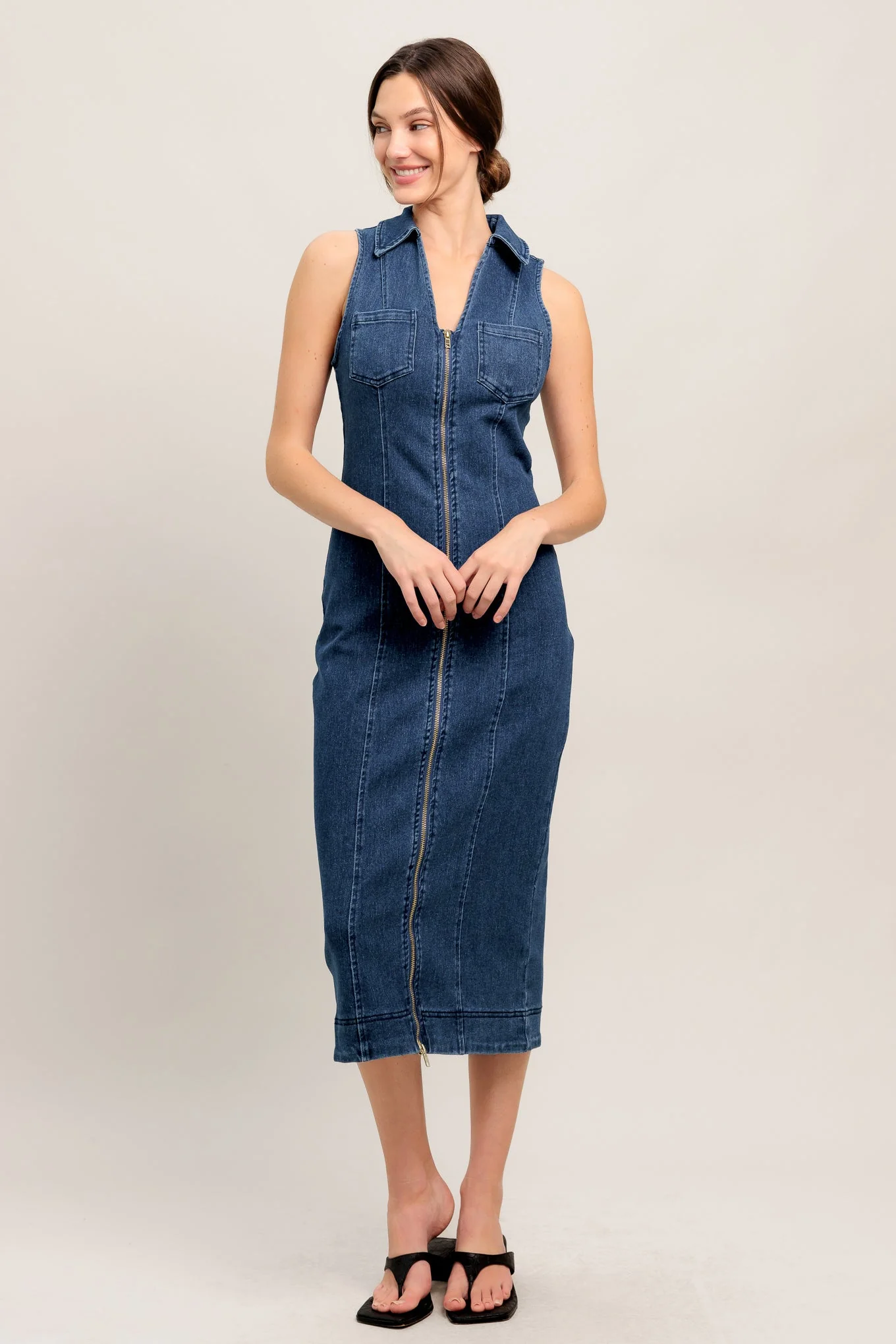 EVERYDAY EDGE DENIM MIDI DRESS - Image 4