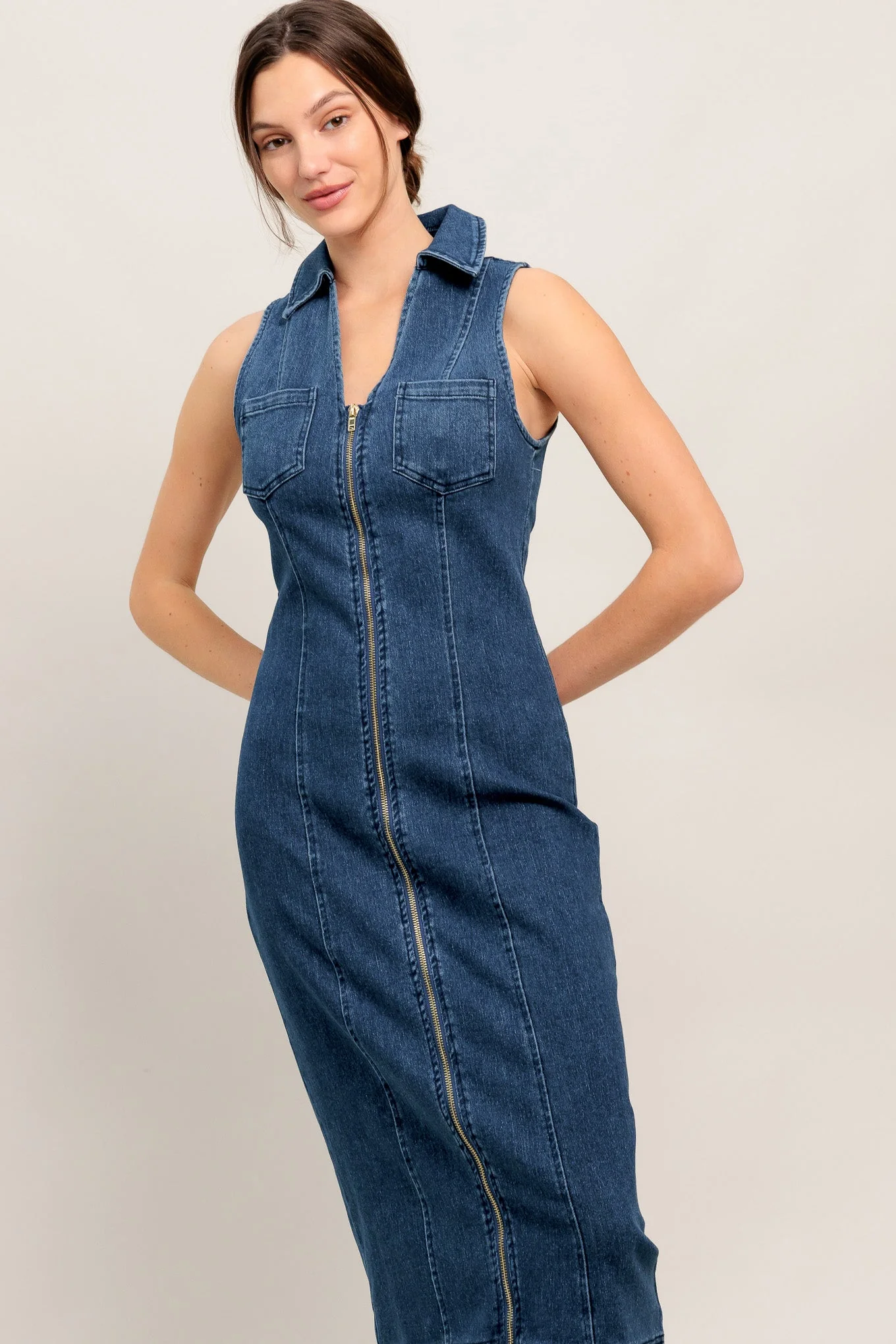 EVERYDAY EDGE DENIM MIDI DRESS - Image 7