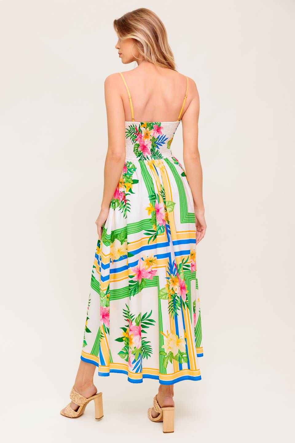 FLORAL HARMONY - FLOWER PRINT MIDI DRESS WITH POCKETS - FINAL SALE - Image 2