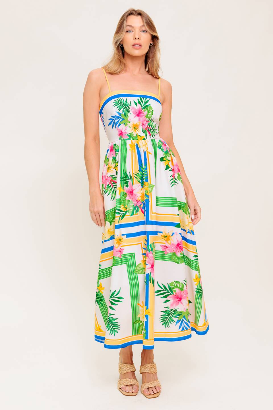 FLORAL HARMONY - FLOWER PRINT MIDI DRESS WITH POCKETS - FINAL SALE - Image 4