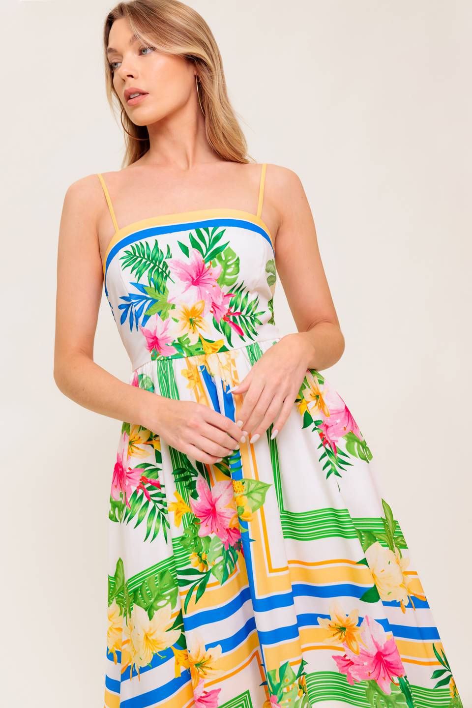 FLORAL HARMONY - FLOWER PRINT MIDI DRESS WITH POCKETS - FINAL SALE - Image 7
