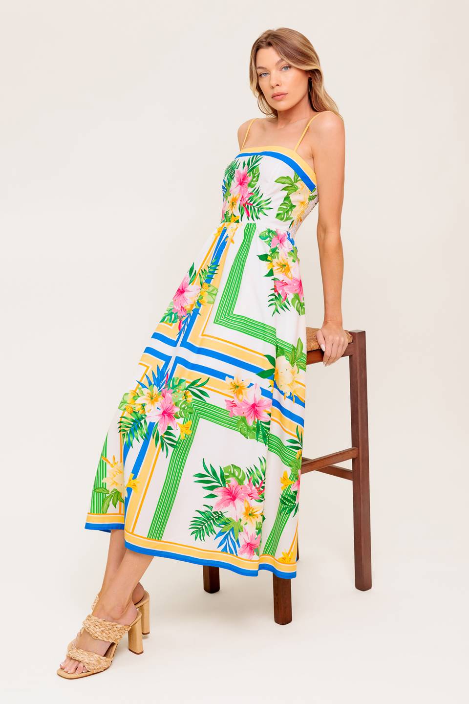 FLORAL HARMONY - FLOWER PRINT MIDI DRESS WITH POCKETS - FINAL SALE - Image 8