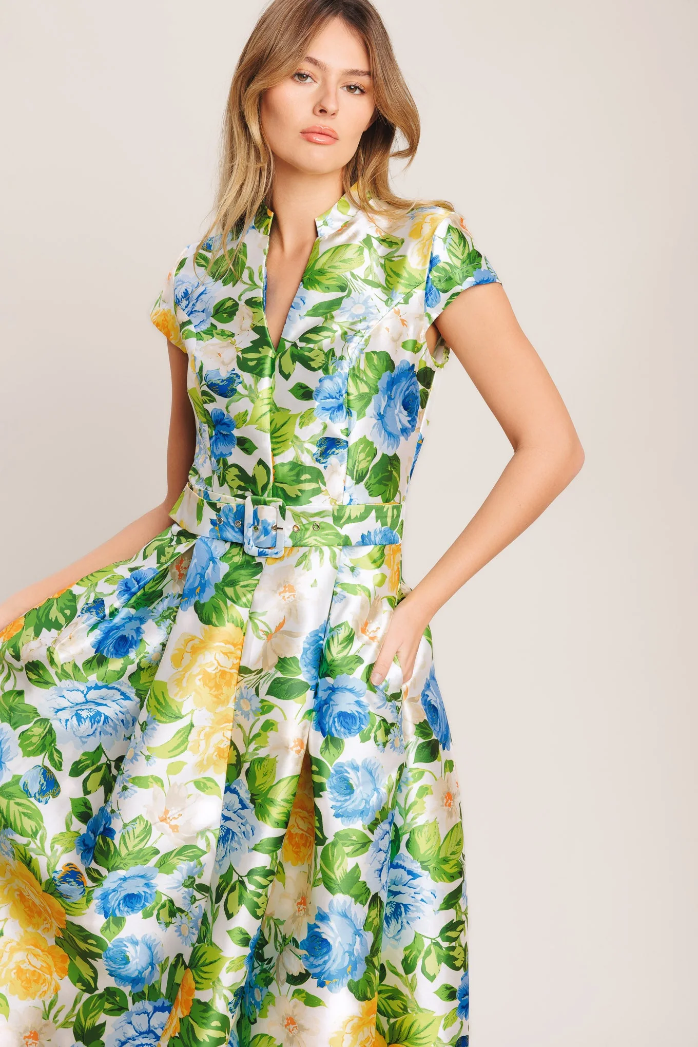FRESH CANVAS BLUE FLORAL MIDI DRESS - Image 9