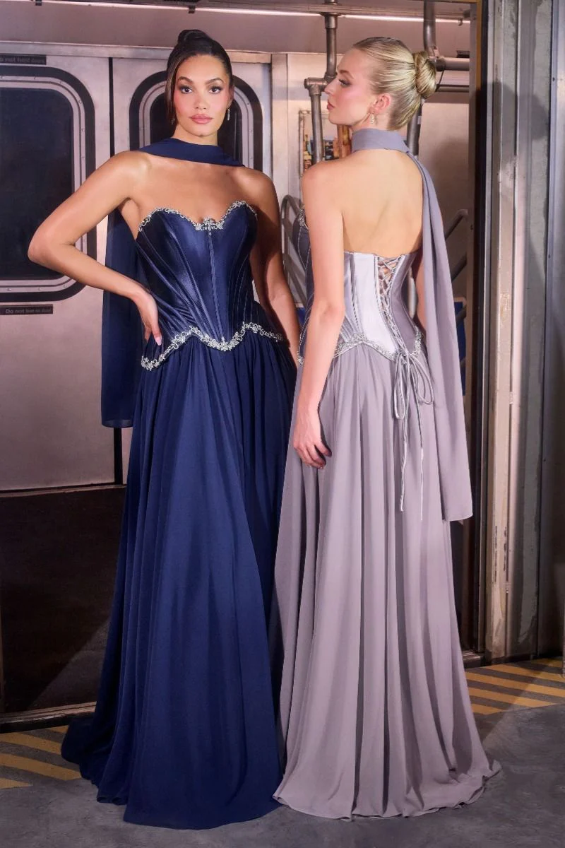Georgina Corset Ball Gown With Scarf - Image 5