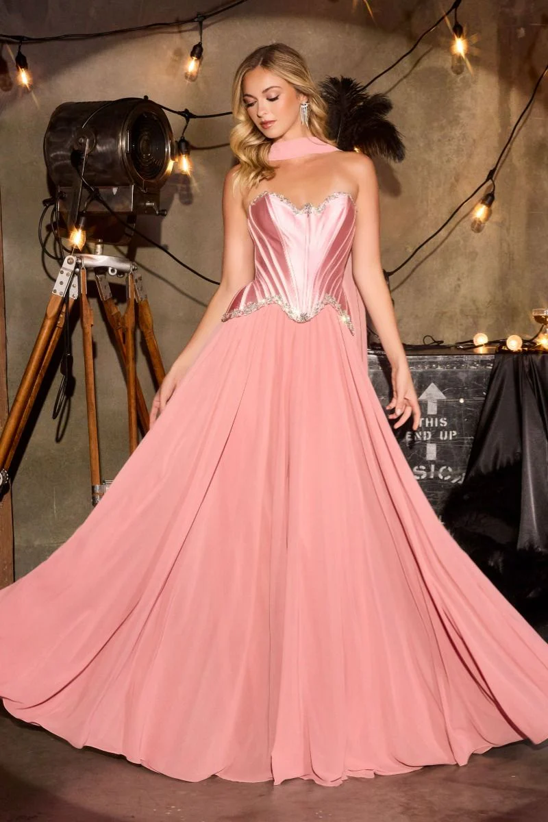 Georgina Corset Ball Gown With Scarf - Image 8