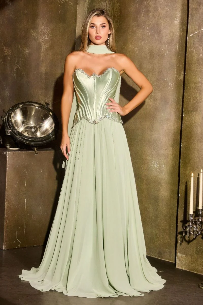 Georgina Corset Ball Gown With Scarf - Image 9