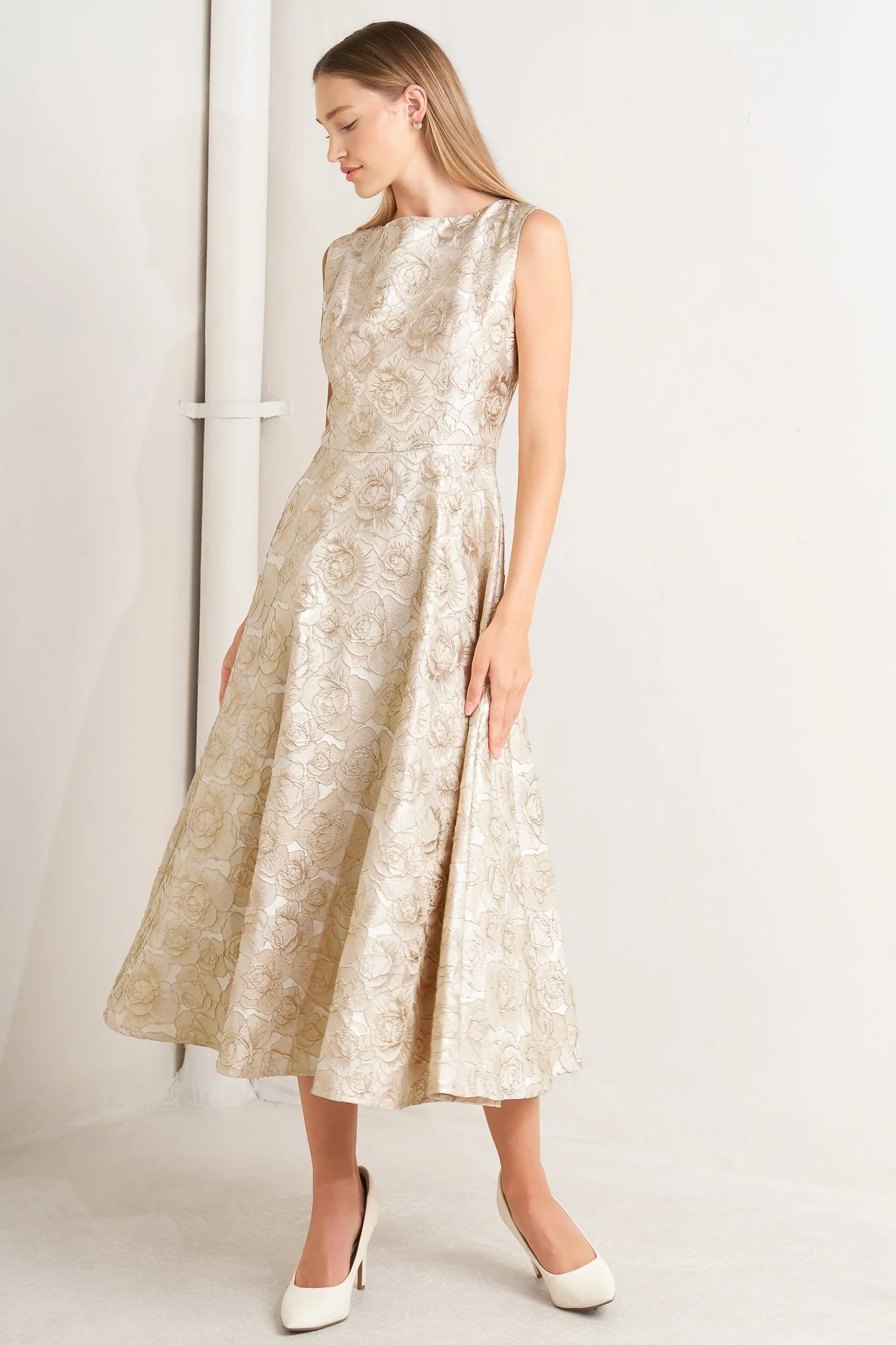 GILDED ROSE CHAMPAGNE MIDI DRESS - Image 4