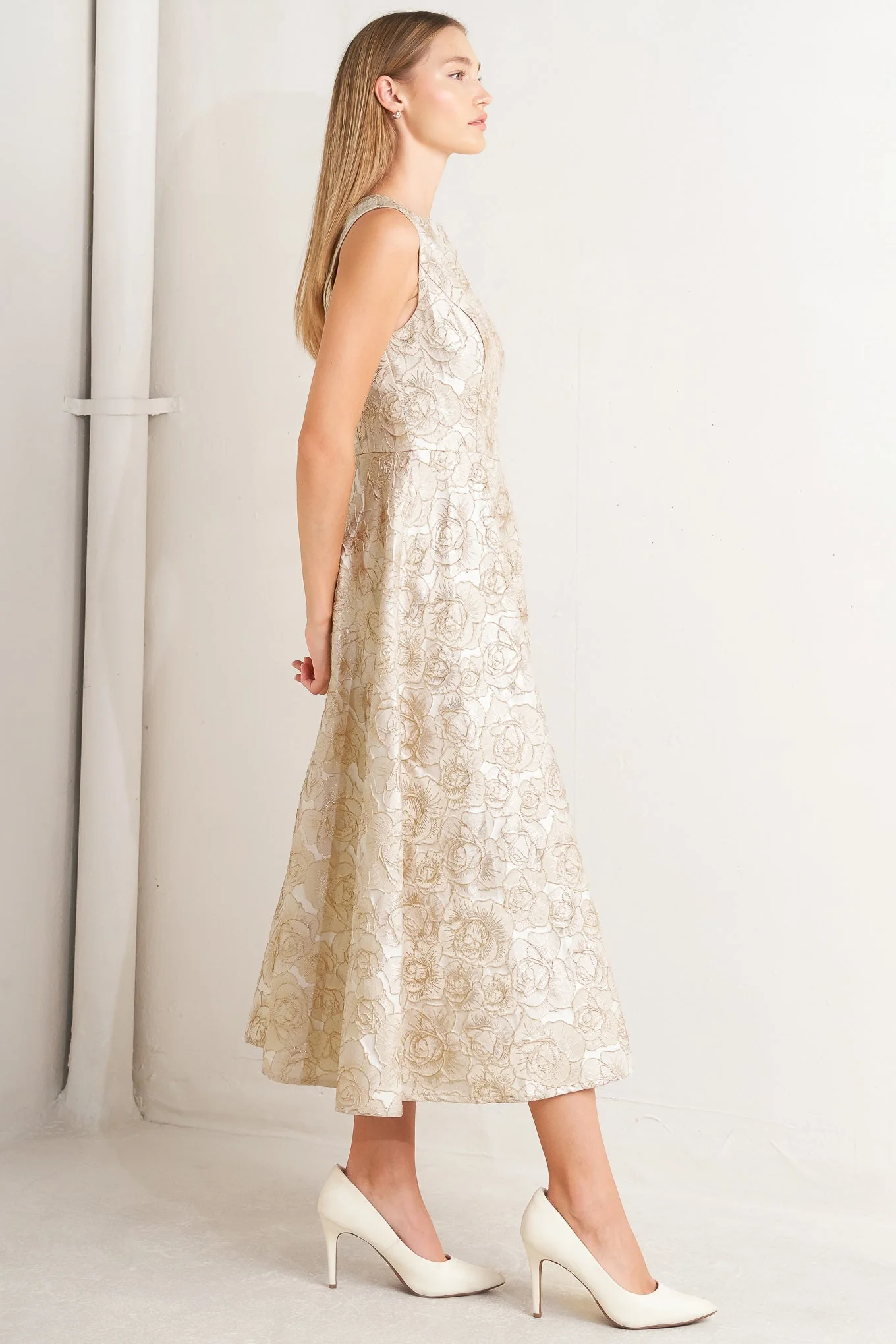GILDED ROSE CHAMPAGNE MIDI DRESS - Image 5