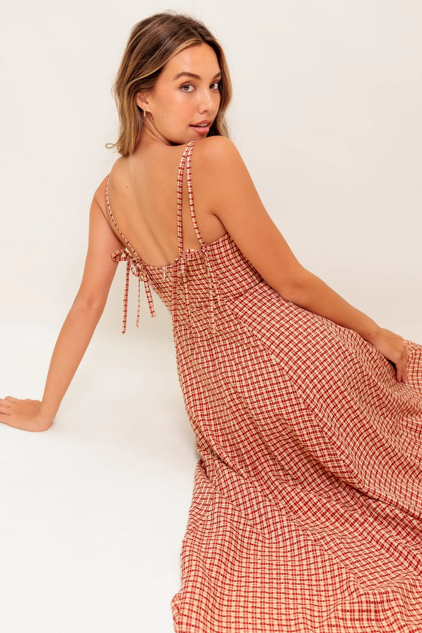 GINGHAM CHARM PLAID MIDI DRESS - Image 4