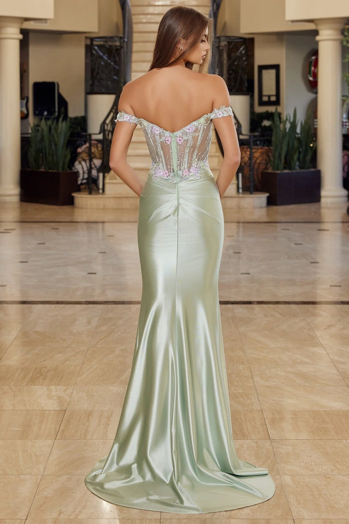 Gloria Gown - Off the Shoulder Satin Dress - Image 3