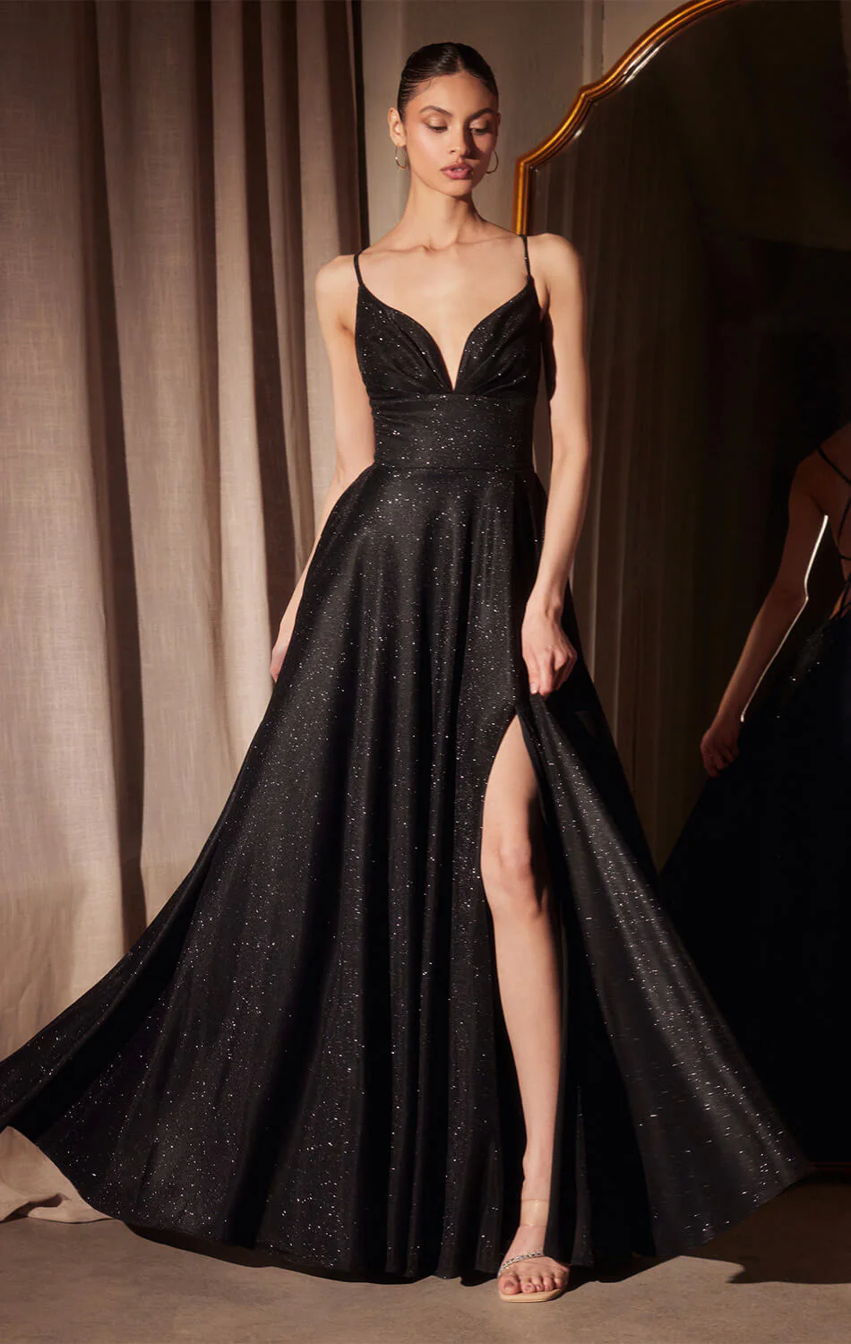 Gwendolyn Gown – Shimmer Lace-Up Back A-Line Evening Dress - Image 6