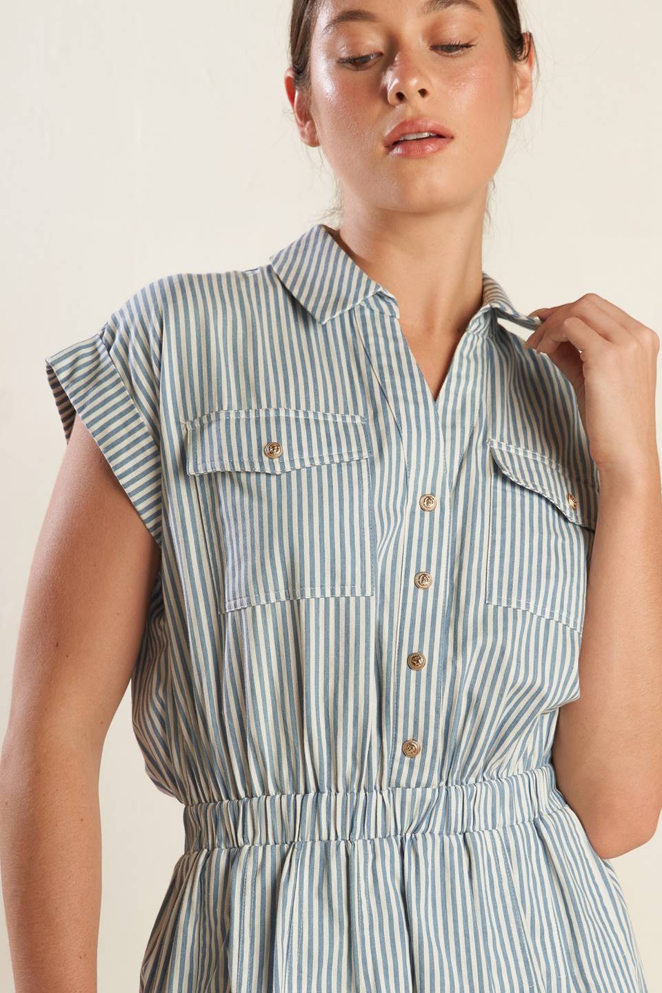 HARBOR DAYS - BLUE STRIPE MINI DRESS WITH POCKETS - Image 7