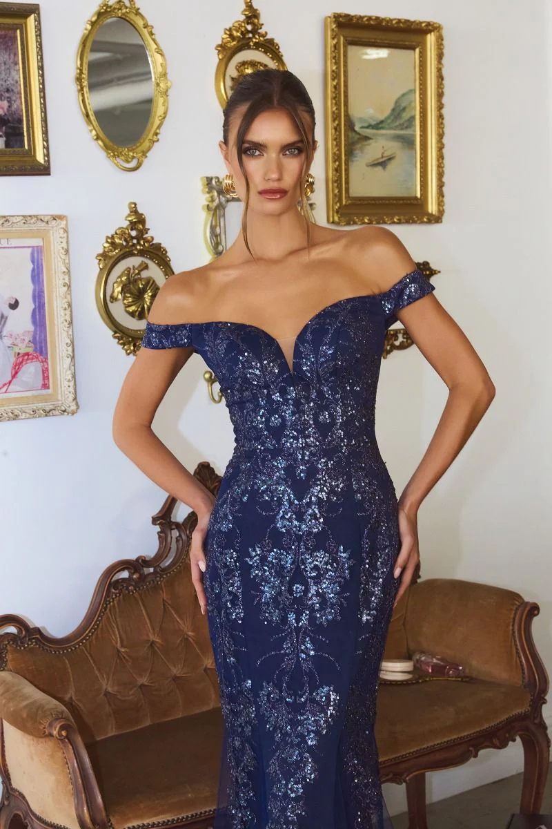 HELENA GOWN - Off the Shoulder Sequin Lace Formal Dress - Image 10