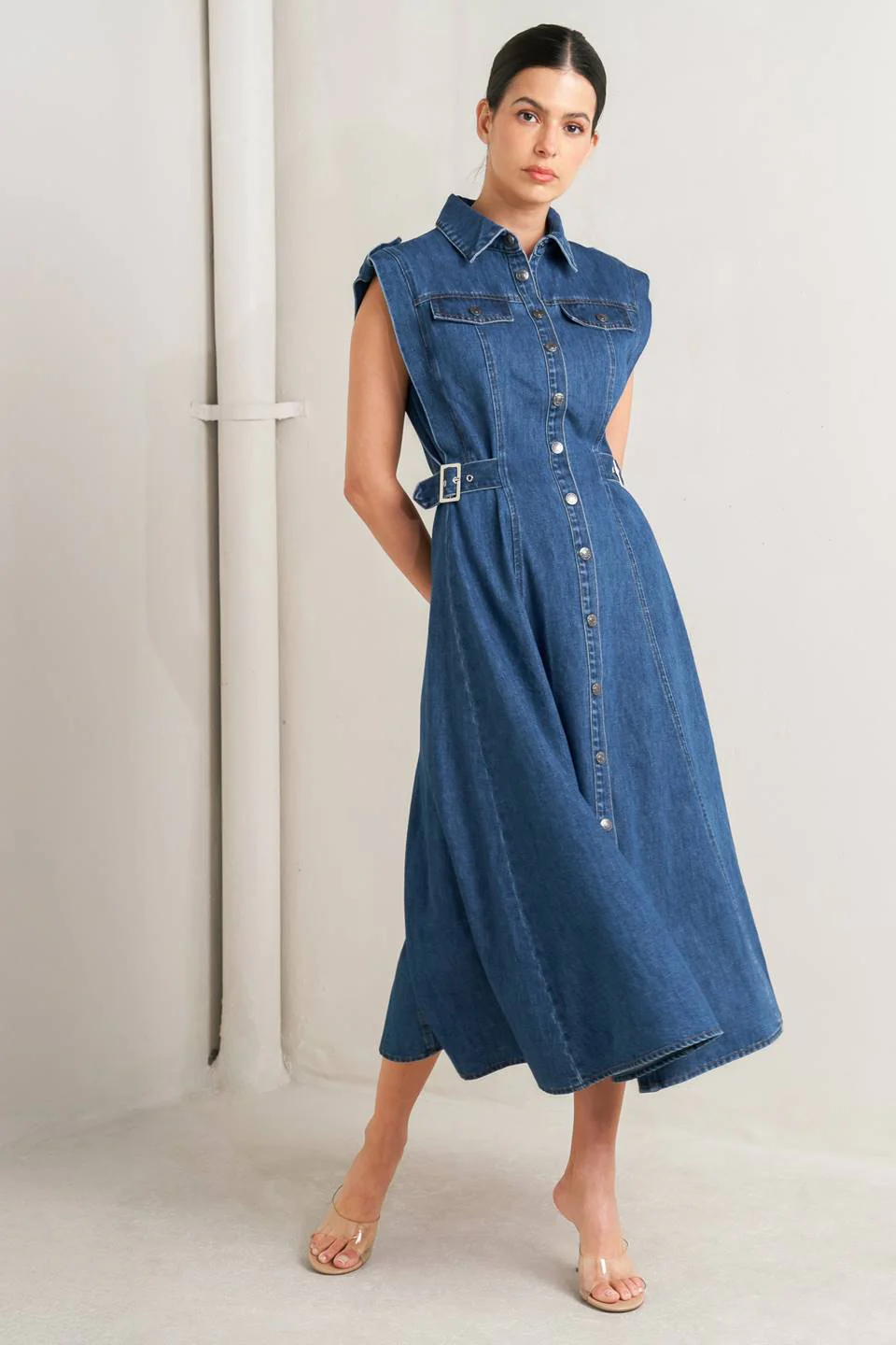ICON VINTAGE DENIM MIDI DRESS - Image 3