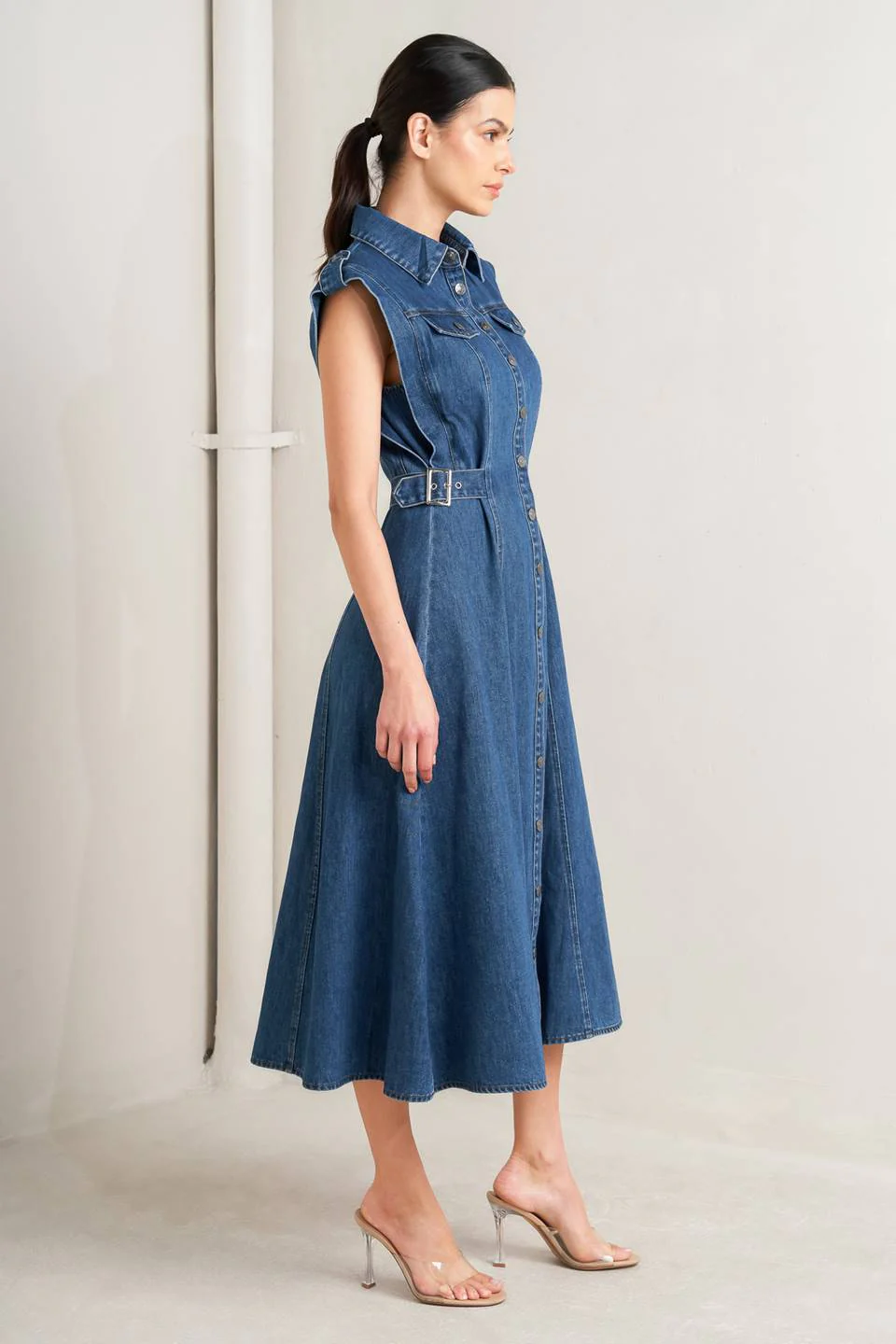 ICON VINTAGE DENIM MIDI DRESS - Image 5