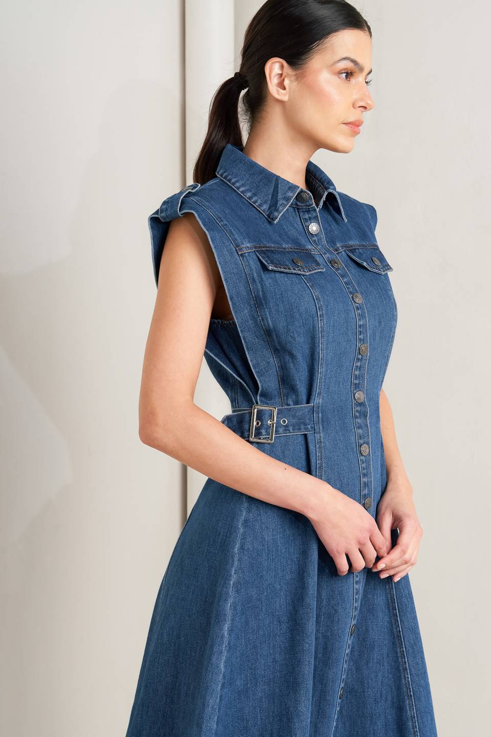 ICON VINTAGE DENIM MIDI DRESS - Image 6