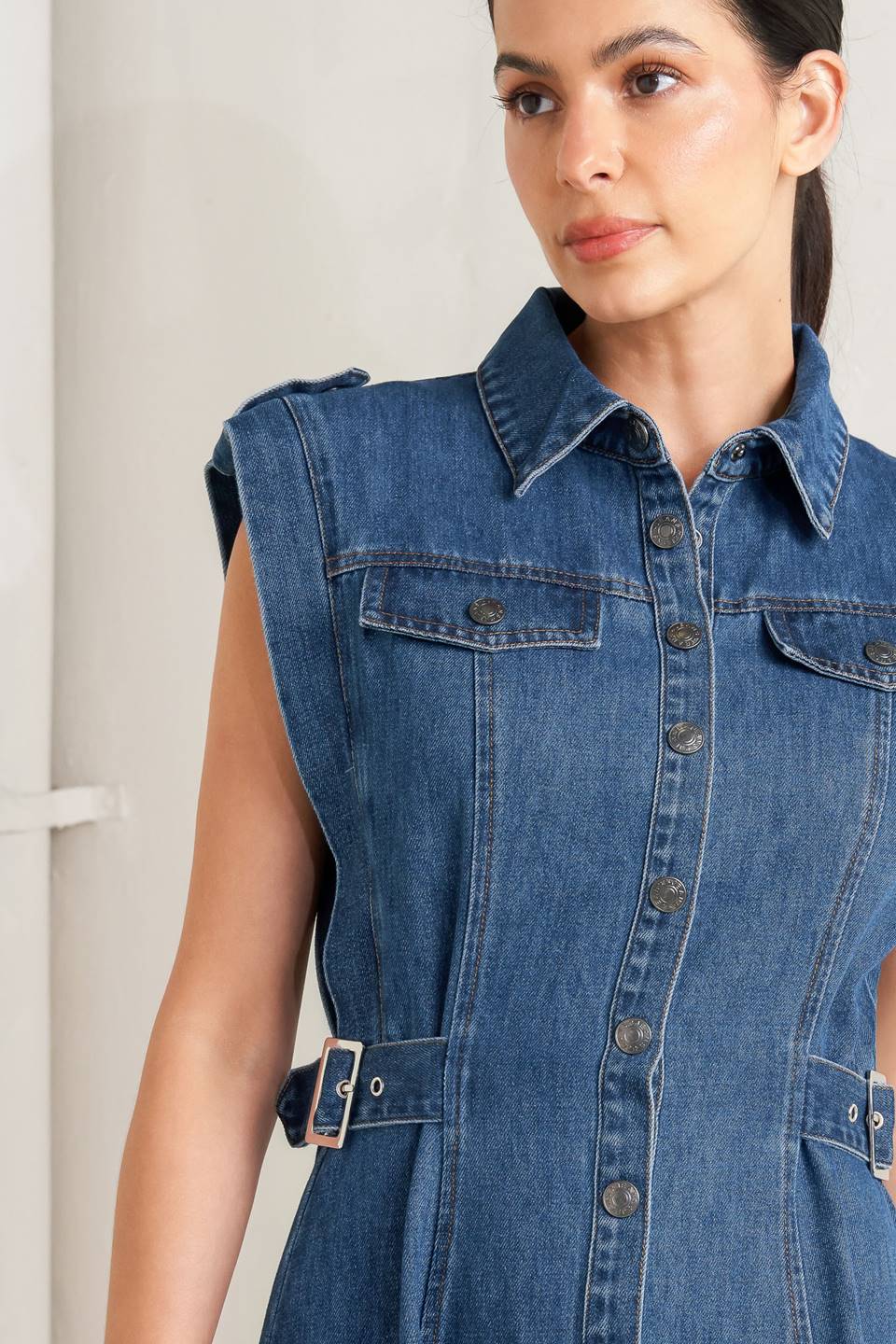 ICON VINTAGE DENIM MIDI DRESS - Image 7