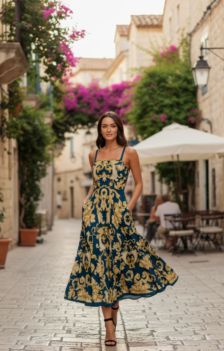 IMPERIAL BLOOM BLUE MIDI DRESS - Image 15