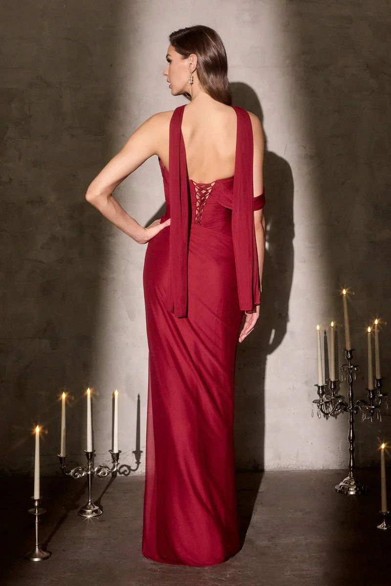 Indira Gown - Pleated Chiffon Dress with Scarf - Image 12