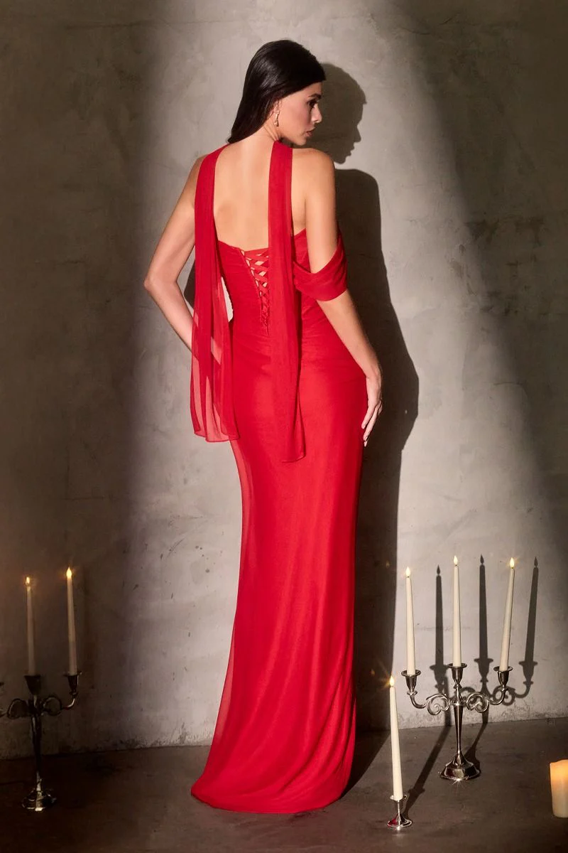 Indira Gown - Pleated Chiffon Dress with Scarf - Image 19