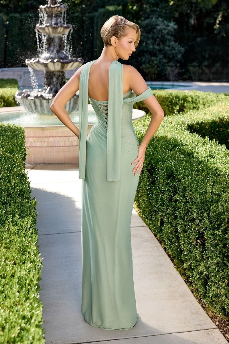 Indira Gown - Pleated Chiffon Dress with Scarf - Image 6