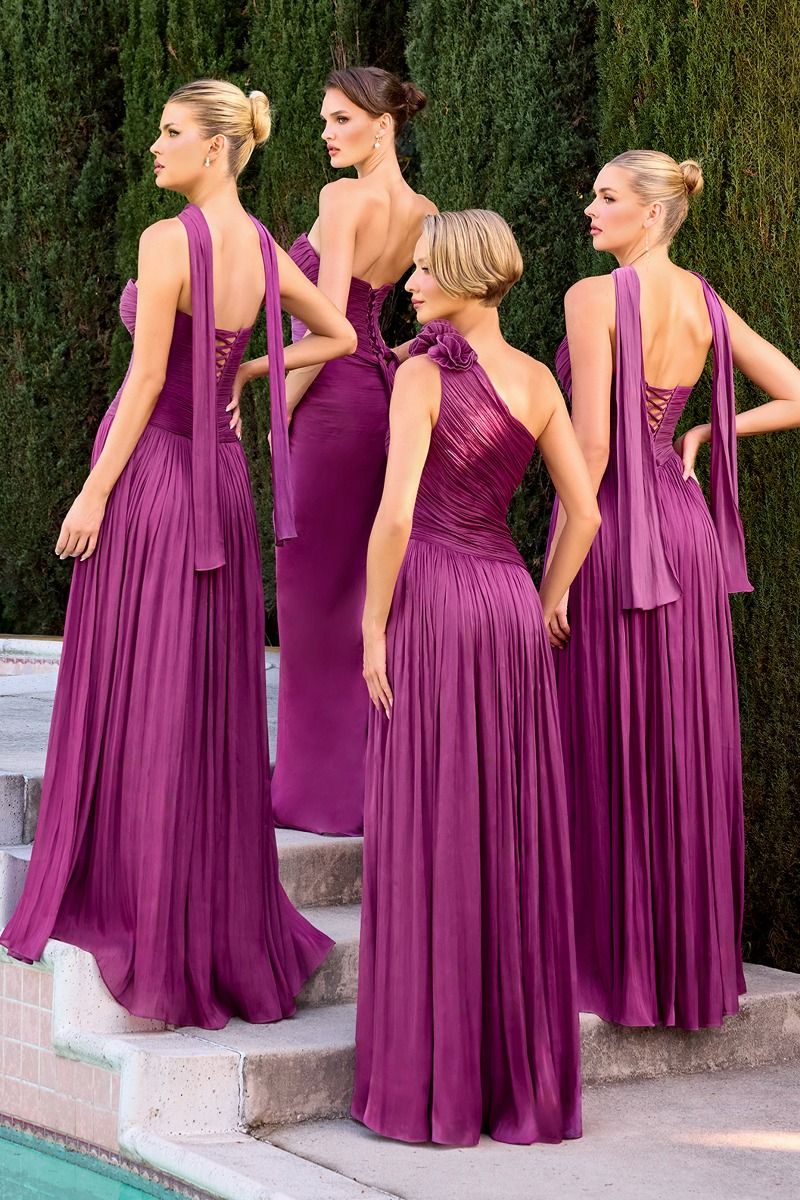 Ingrid Gown - Strapless Shimmer Chiffon Dress with Scarf - Image 19