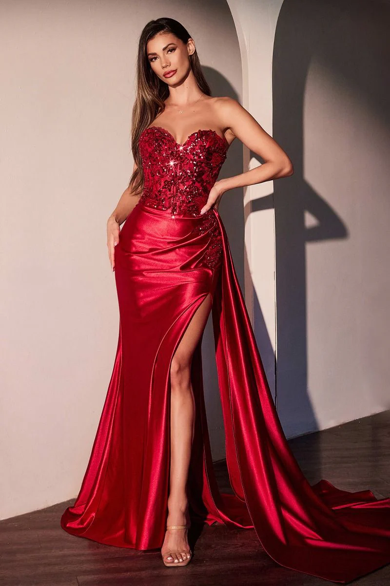 IRELAND GOWN - STRAPLESS SWEETHEART FITTED SATIN DRESS - Image 4