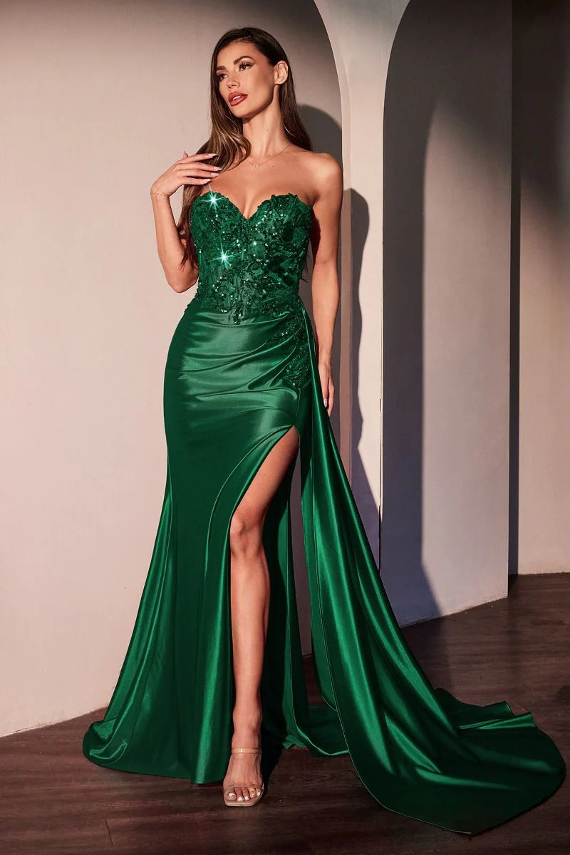 IRELAND GOWN - STRAPLESS SWEETHEART FITTED SATIN DRESS - Image 6