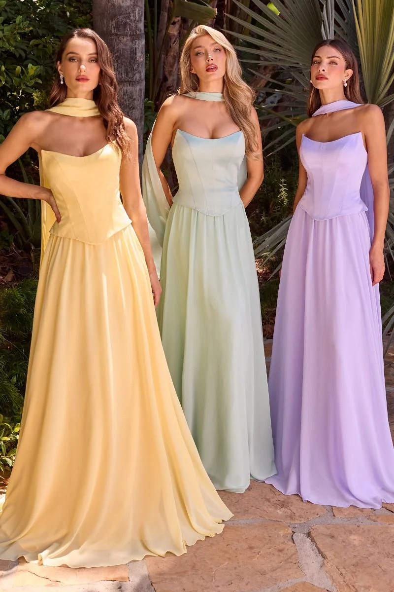 ISABELLA GOWN - STRAPLESS CHIFFON DRESS WITH SCARF - Image 11