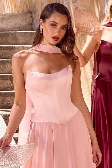 ISABELLA GOWN - STRAPLESS CHIFFON DRESS WITH SCARF - Image 18