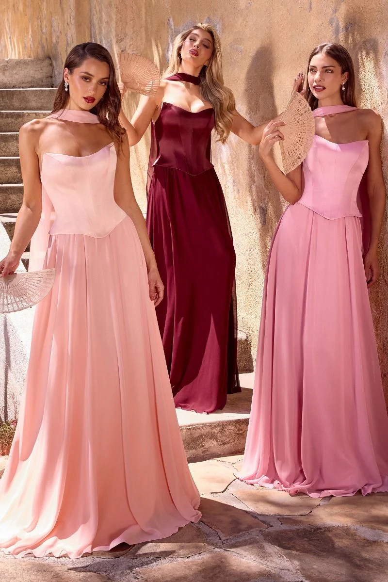 ISABELLA GOWN - STRAPLESS CHIFFON DRESS WITH SCARF - Image 19