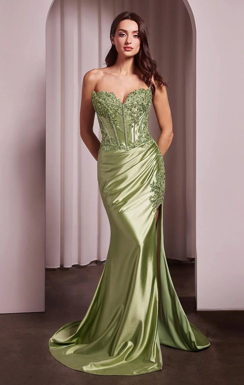 Jupiter Gown - Fitted Strapless Lace & Satin Gown - Image 6
