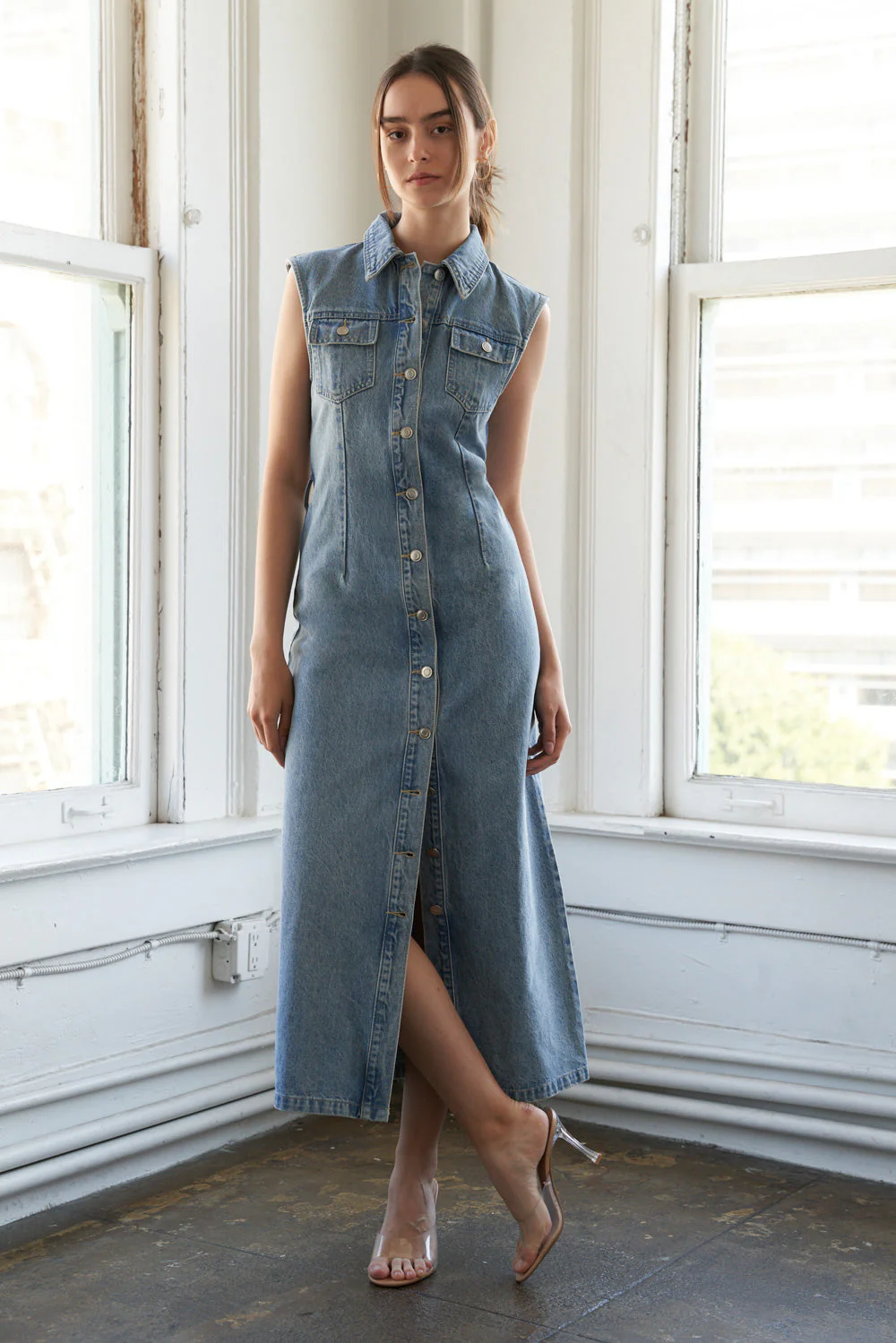 JUST FOLLOW ME - DENIM MIDI DRESS - Image 2