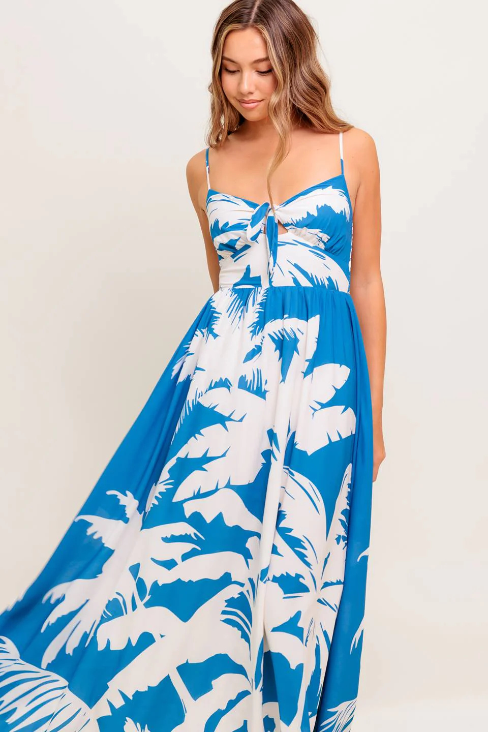 KAIA BLUE PALM PRINT MAXI DRESS - Image 5