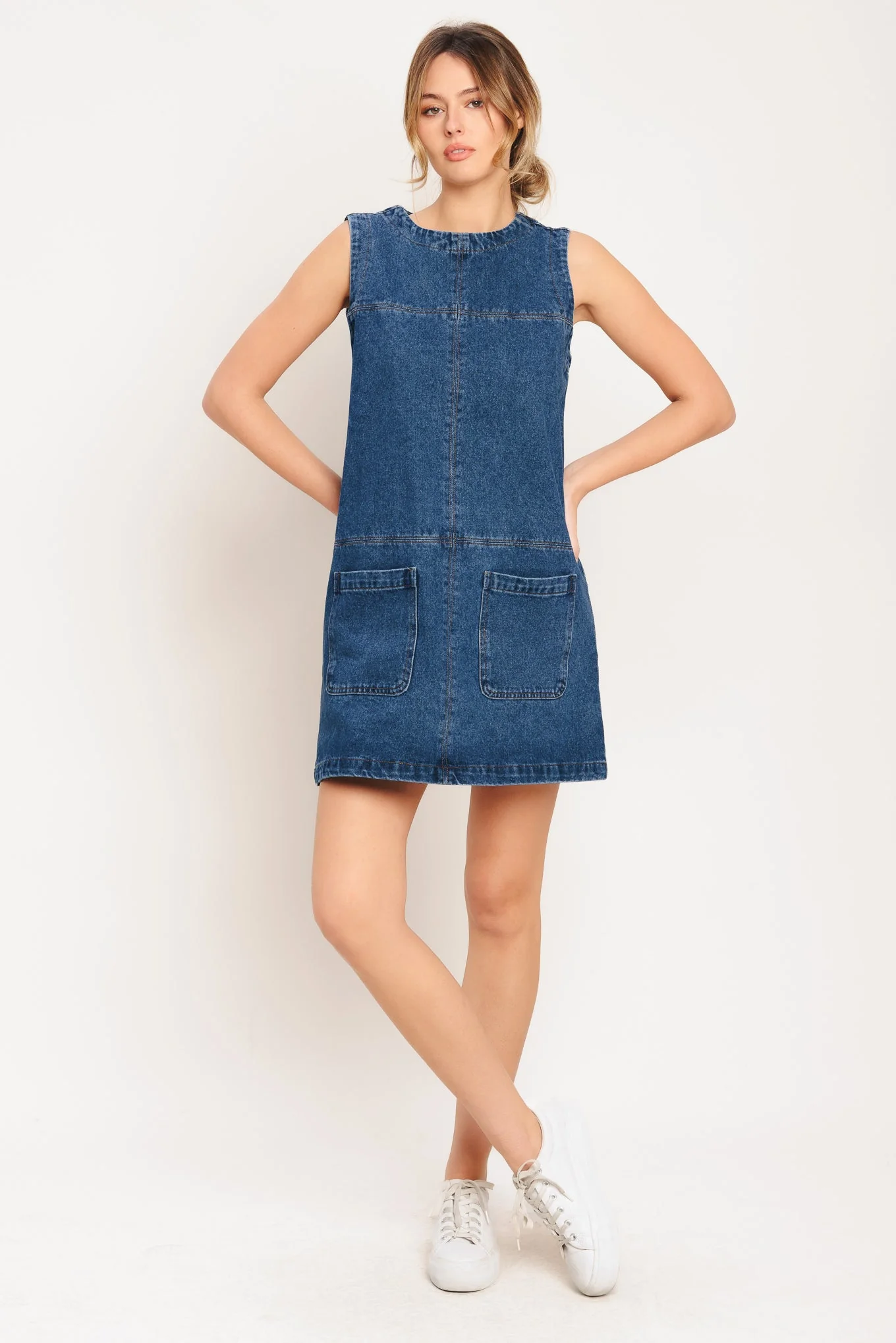 LAIDBACK CHIC DENIM SHIFT DRESS - Image 2