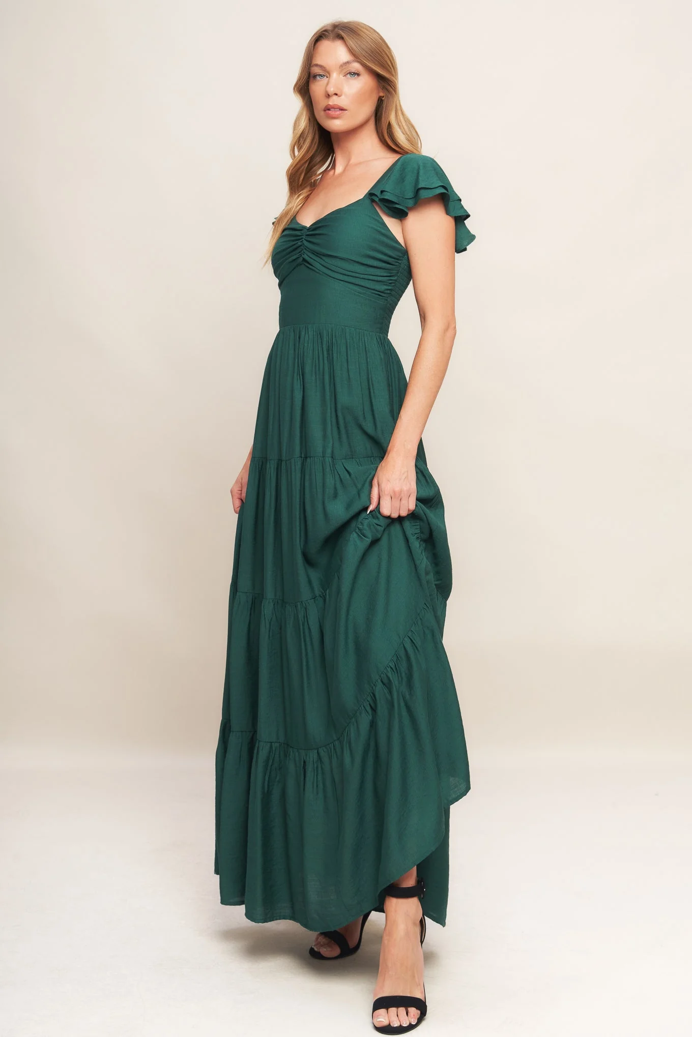 MARIBELLE MAXI DRESS - FOREST GREEN - Image 3