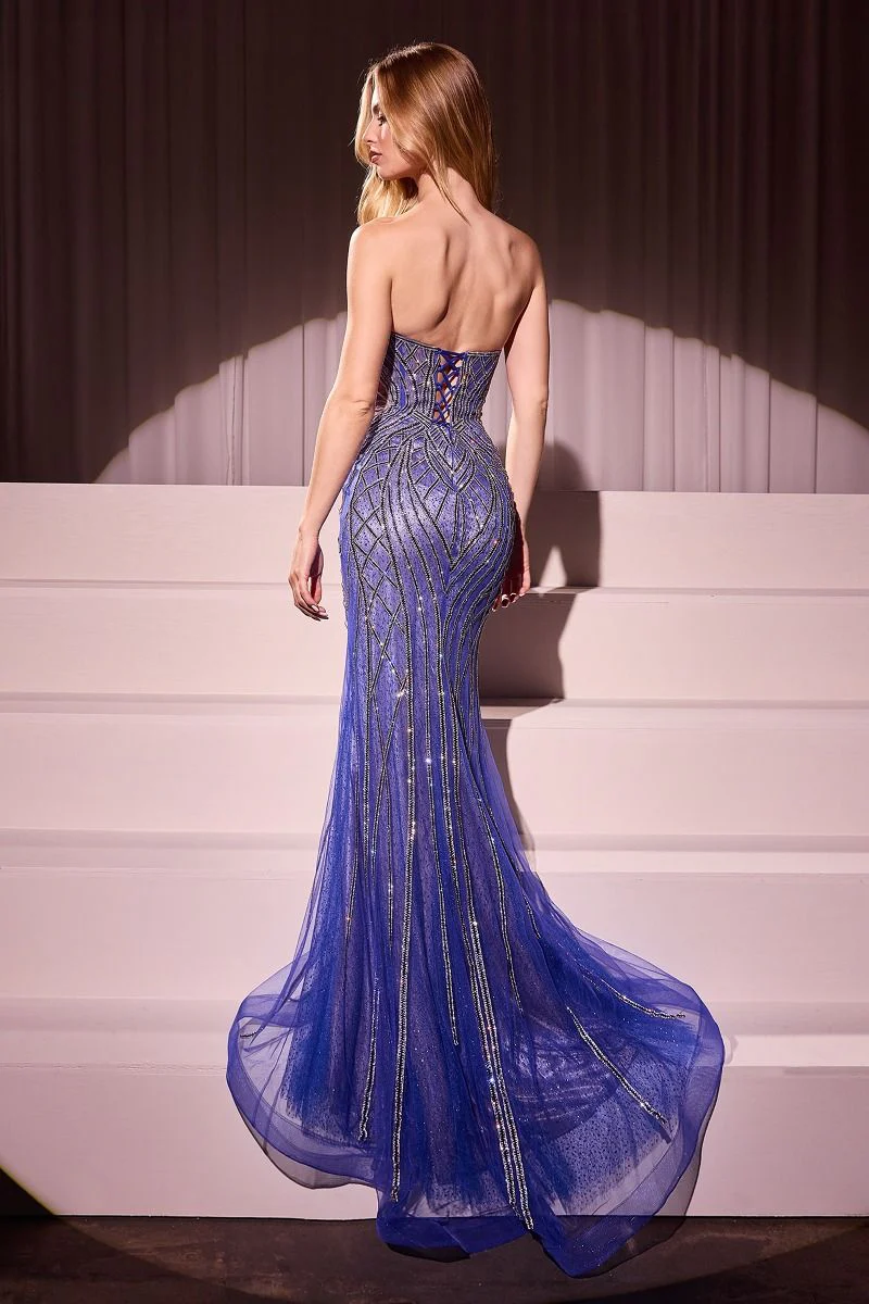 Maxwell Gown - Royal - CRYSTAL STRAPLESS EMBELLISHED MERMAID GOWN - Image 2