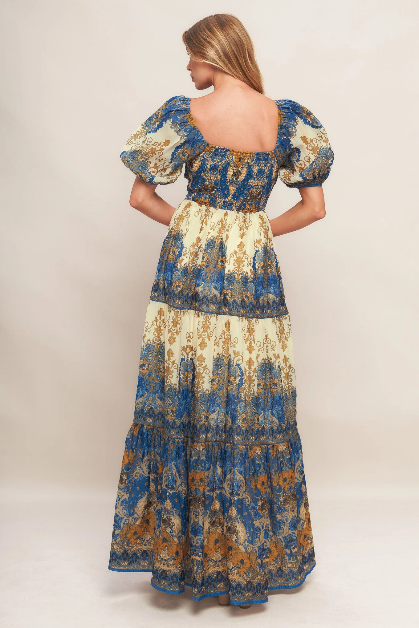 MIDNIGHT SERENADE EMPIRE WAIST NAVY MAXI DRESS - Image 3
