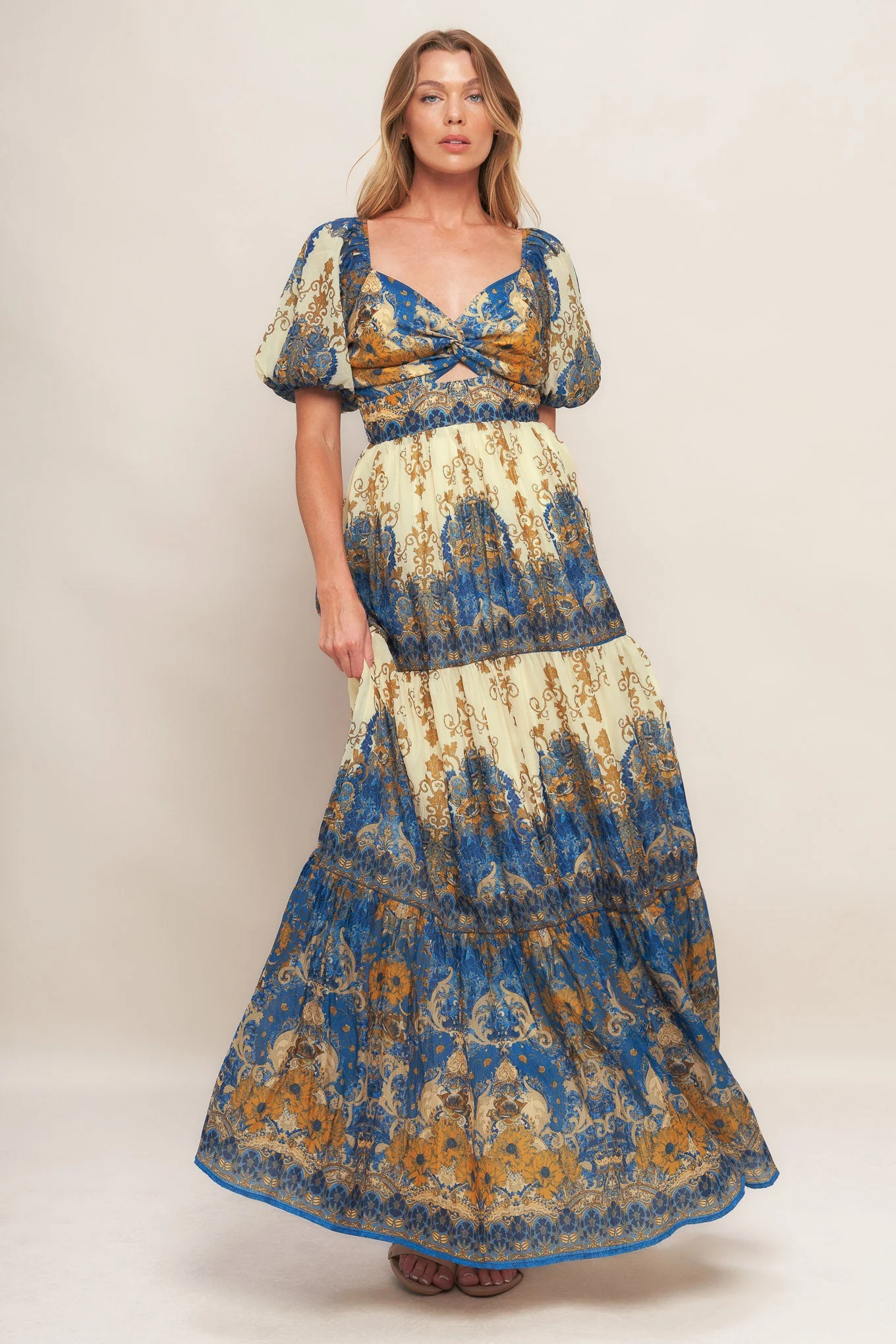MIDNIGHT SERENADE EMPIRE WAIST NAVY MAXI DRESS - Image 4