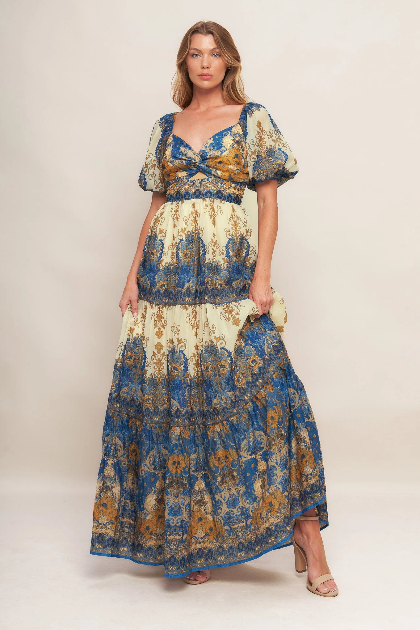 MIDNIGHT SERENADE EMPIRE WAIST NAVY MAXI DRESS - Image 5