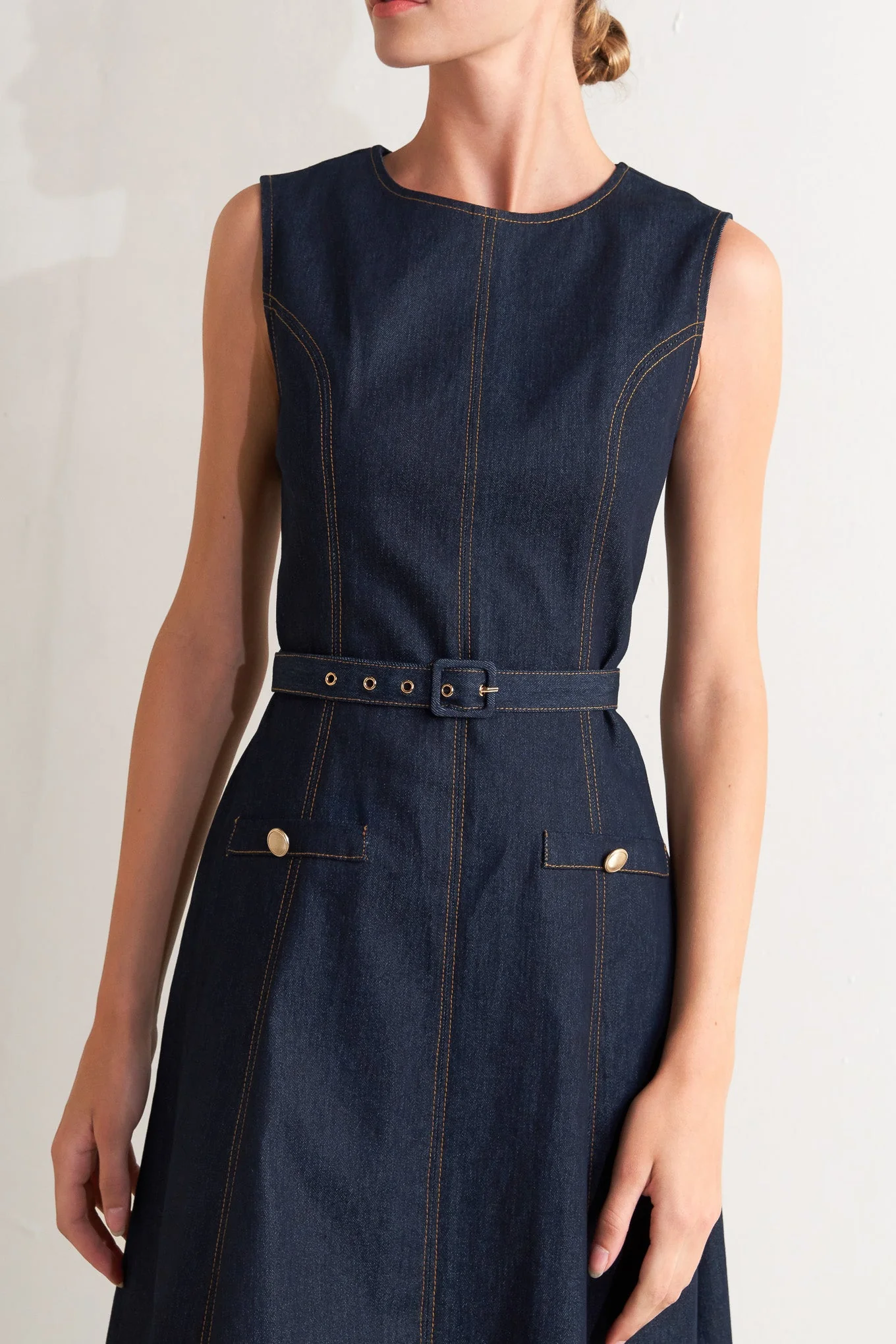 MODERN DARK DENIM MIDI DRESS - Image 6