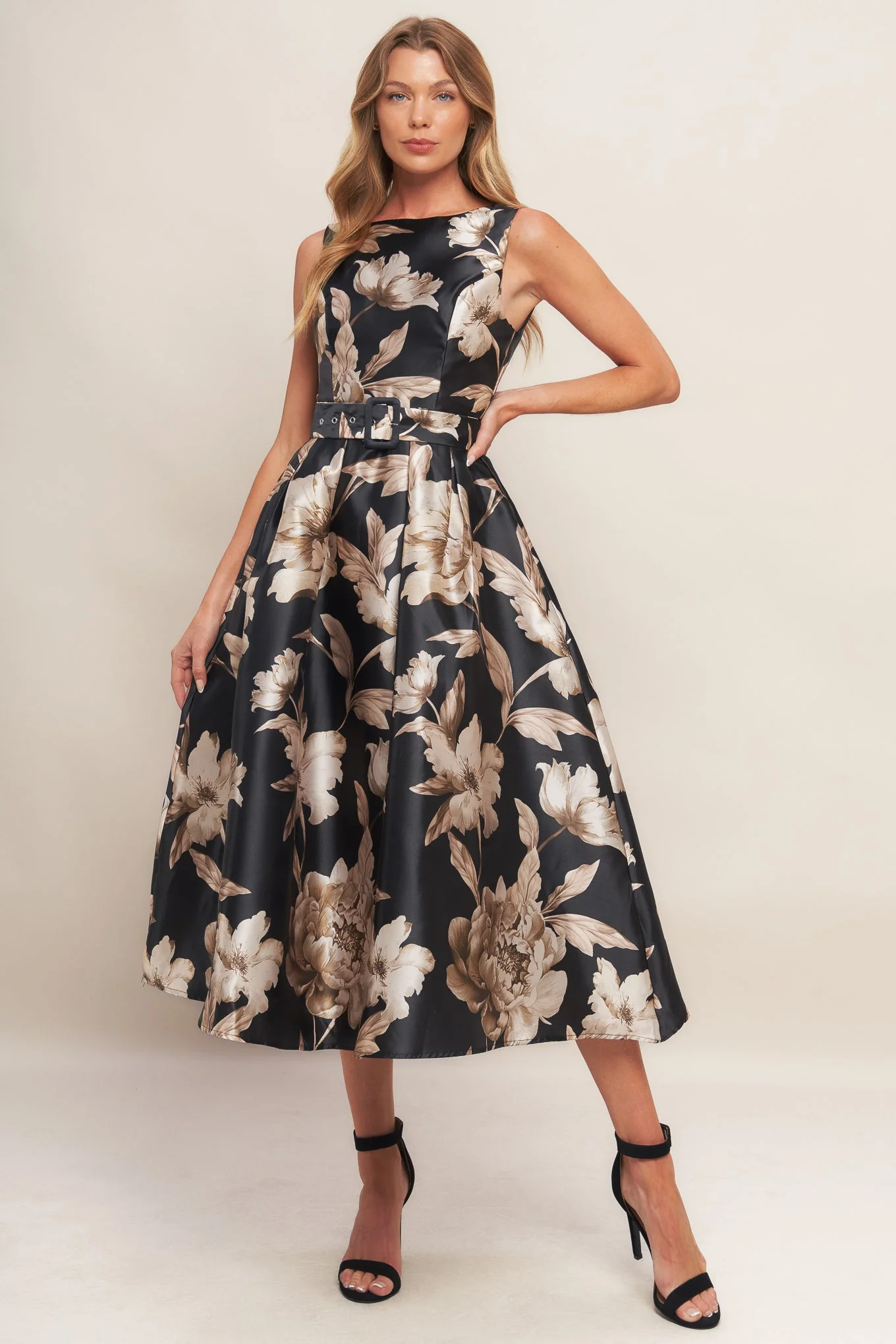 MOONBEAM BLOSSOM MIDI DRESS - BLACK - FINAL SALE - Image 2