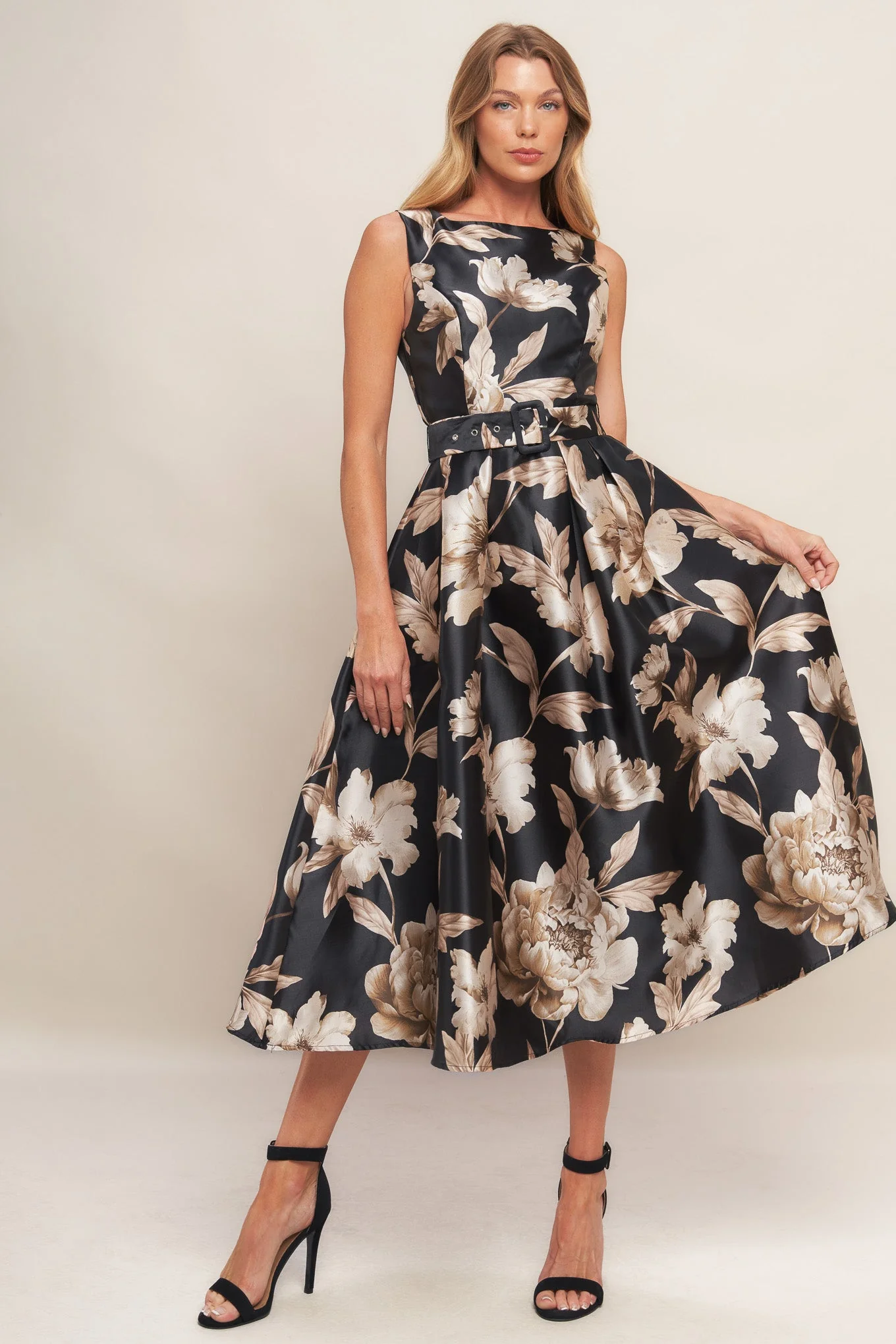MOONBEAM BLOSSOM MIDI DRESS - BLACK - FINAL SALE - Image 3