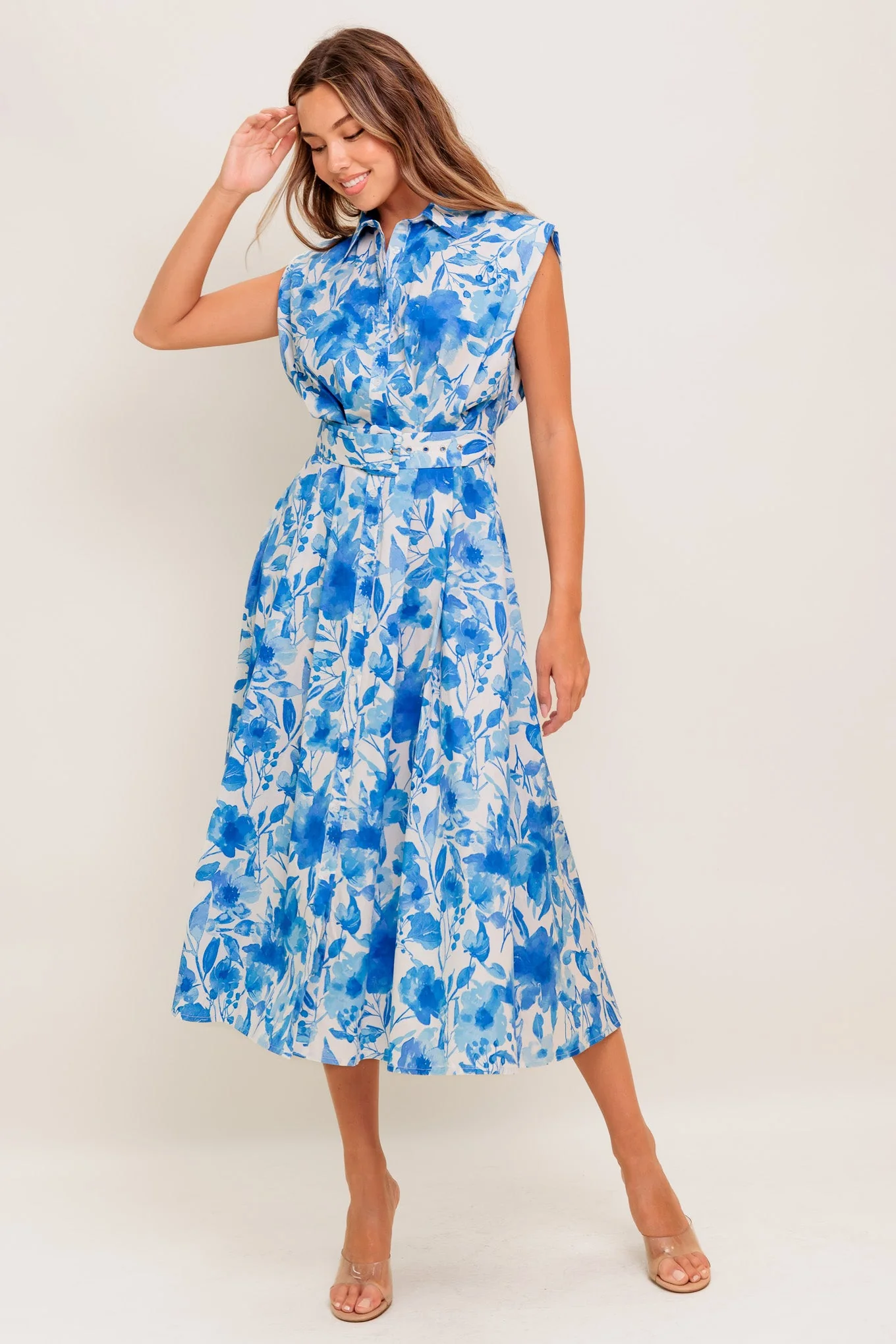 NARRAGANSET BLUE FLORAL MIDI DRESS - Image 4