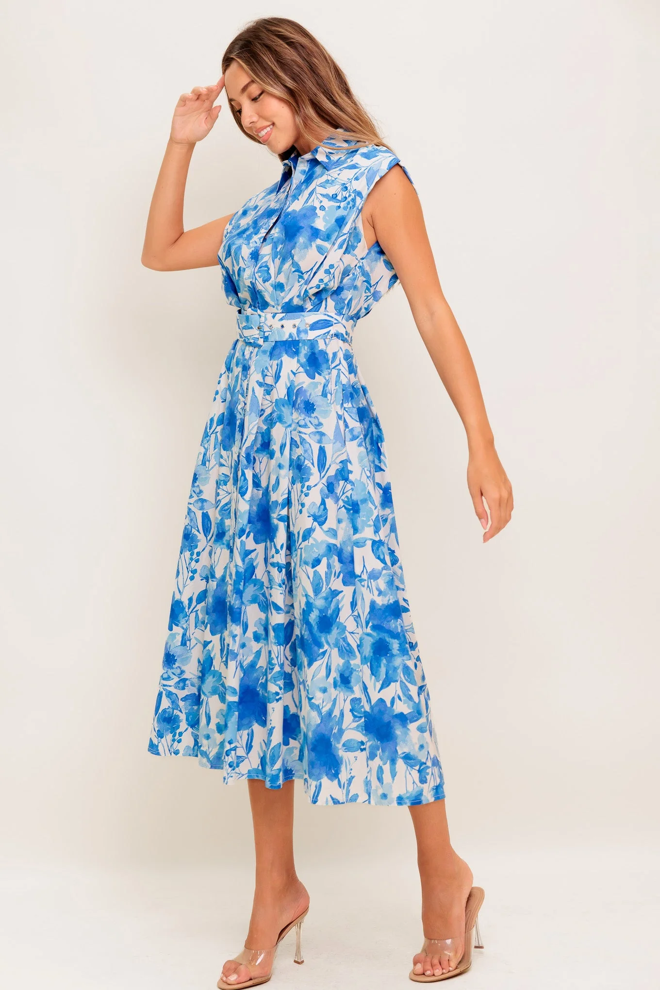 NARRAGANSET BLUE FLORAL MIDI DRESS - Image 6