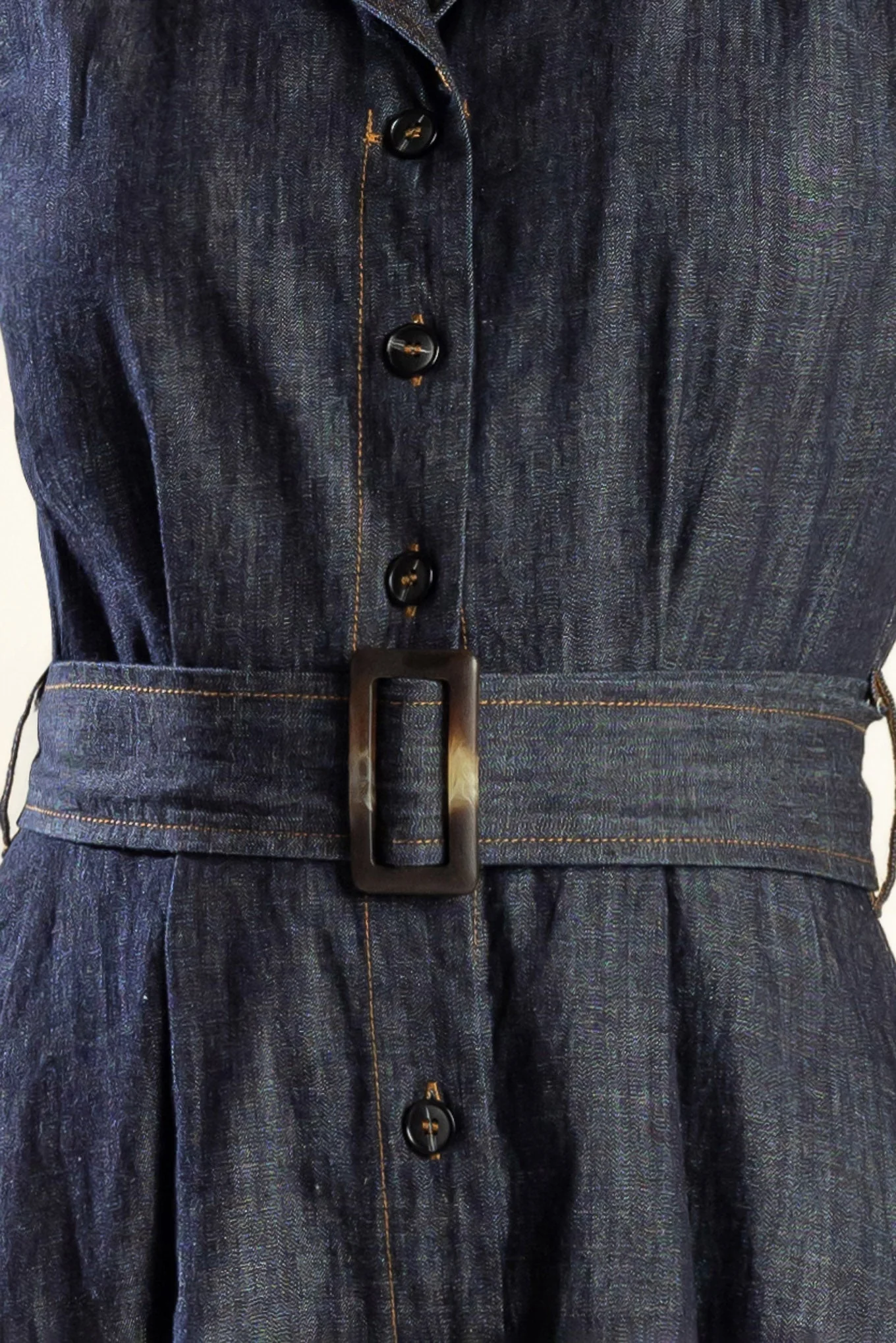 OASIS OF CALM - INDIGO - A-LINE DENIM MIDI DRESS - Image 8